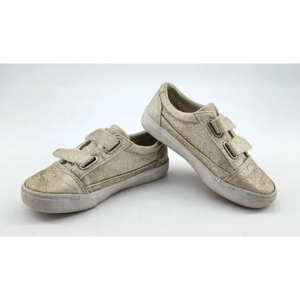 Tommy Bahama Girls Sneaker Shoes Hook & Loop‎ Straps Gold Glitter Youth Size 10
